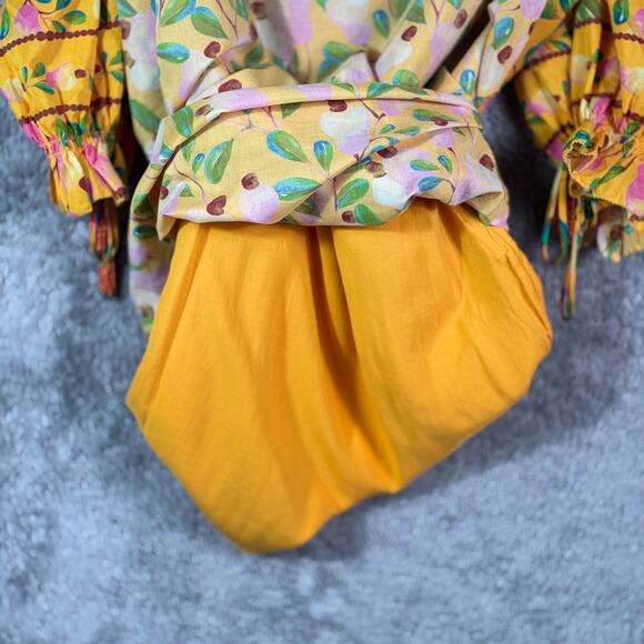 Farm Rio Mini Cashew Short Sleeve Smocked Maxi Dress XS - Picture 8 of 12